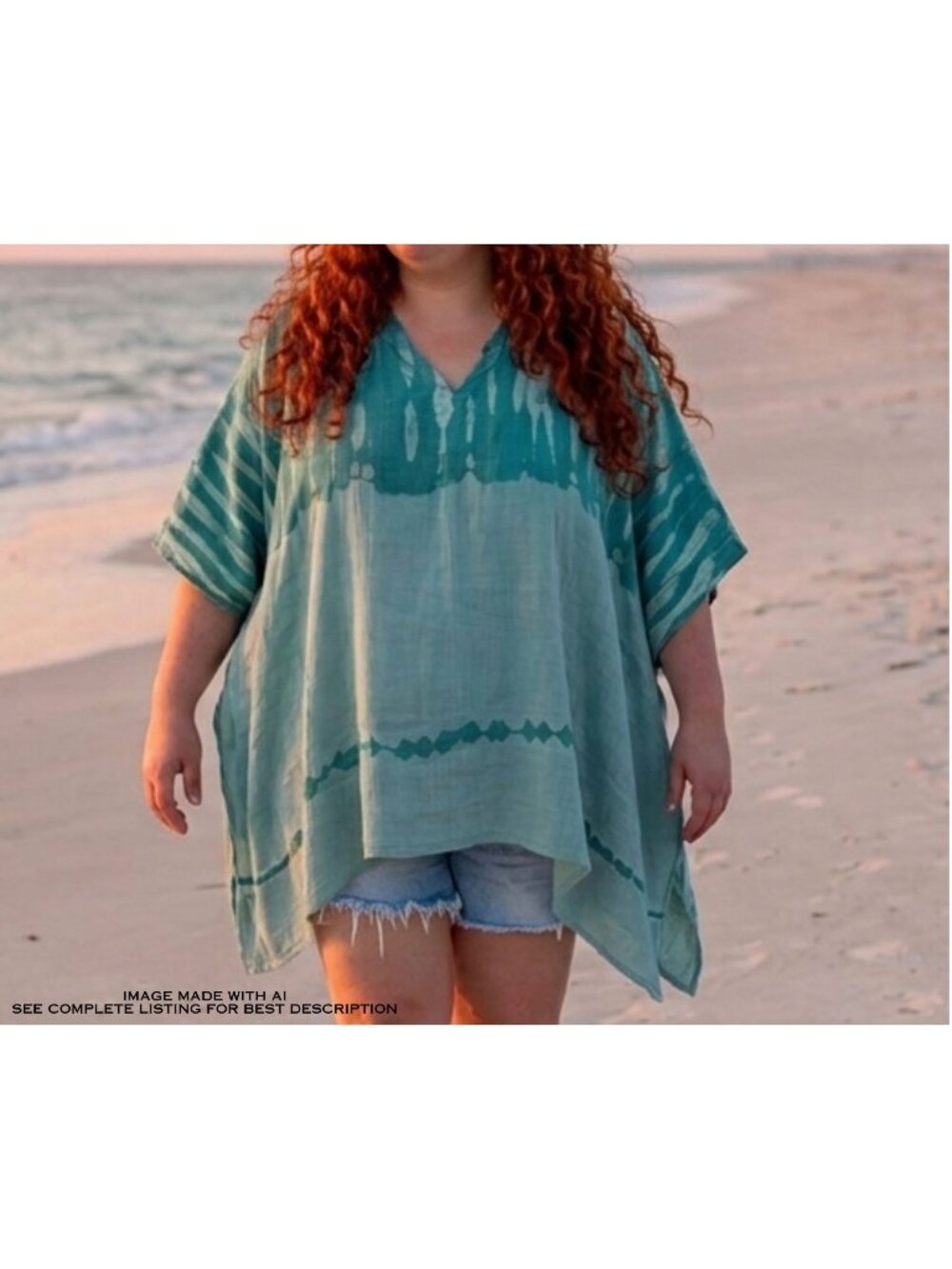 J Jill Pure Jill Cotton Tie Dye Top Kaftan Poncho Cover Up 100% Cotton India